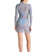 'RASTA' LONG SLEEVED SEMI-SHEER MINI DRESS/KAFTAN WITH RING DETAIL