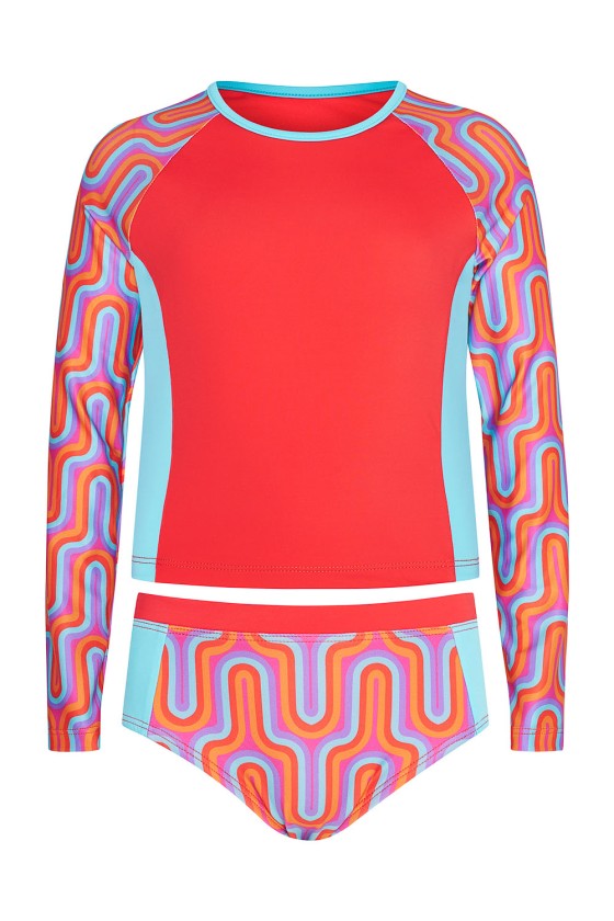 'GIRLS ZIGGY' ΠΑΙΔΙΚΟ ΜΑΚΡΥΜΑΝΙΚΟ ΜΑΓΙΟ ΜΠΙΚΙΝΙ ΣΕΤ ΜΕ ΤΥΠΩΜΑ