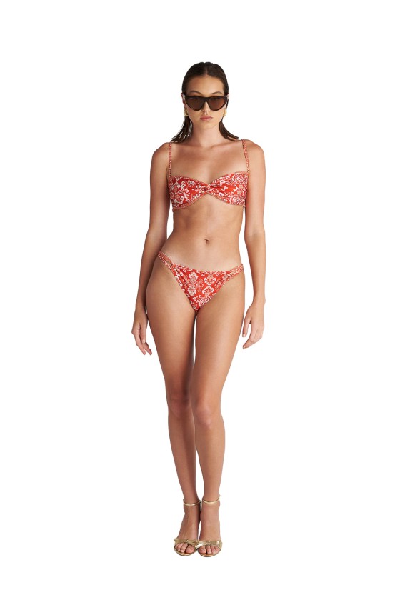 'CORAL DAMASK' ΜΑΓΙΟ ΜΠΙΚΙΝΙ ΣΛΙΠ ΜΕ ΣΟΥΡΕΣ ΚΑΙ ΠΛΑΙΝΕΣ ΣΤΡΙΦΤΕΣ ΛΕΠΤΟΜΕΡΕΙΕΣ
