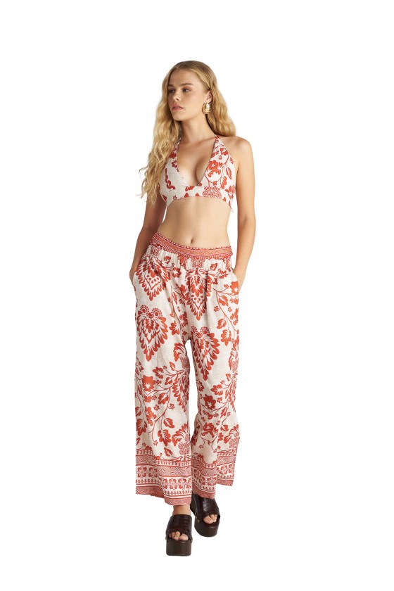 'CORAL DAMASK' FLARED ΠΑΝΤΕΛΟΝΙ ΜΕ ΤΥΠΩΜΑ