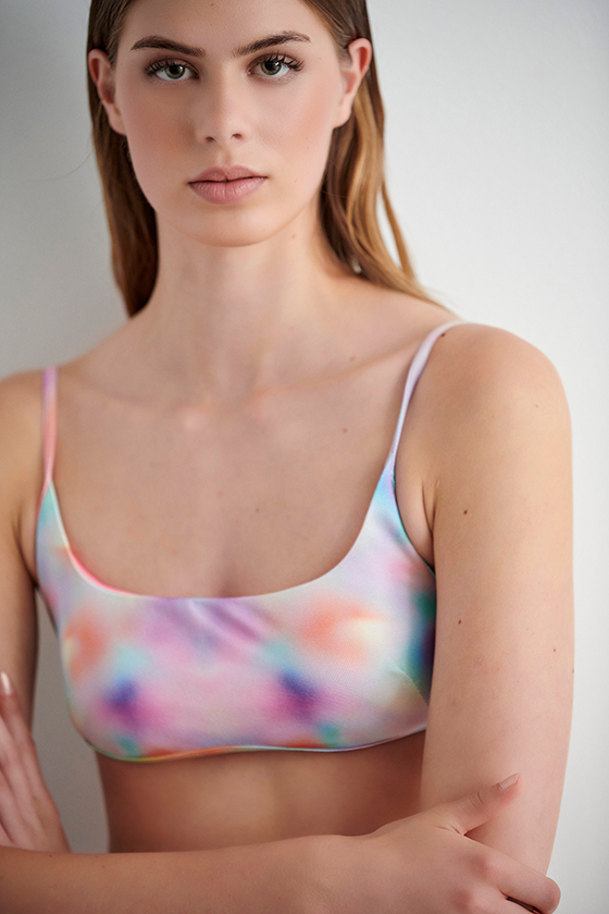'FLUO TIE-DYE' CROP TOP BIKINI WITH REMOVABLE CUPS 